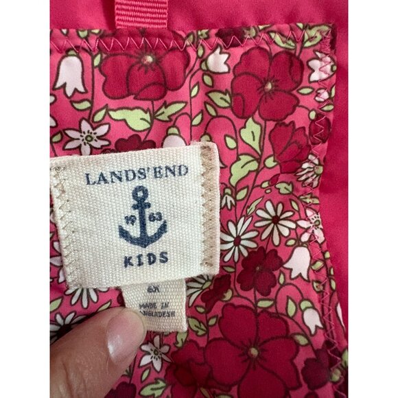 Lands End Kids Floral Puffer Vest Size 6X Pink Red Daisy‎ & Berry Pattern - Picture 4 of 5